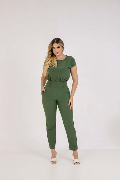 Conjunto Calça Com Blusa Social Feminino Plus Size