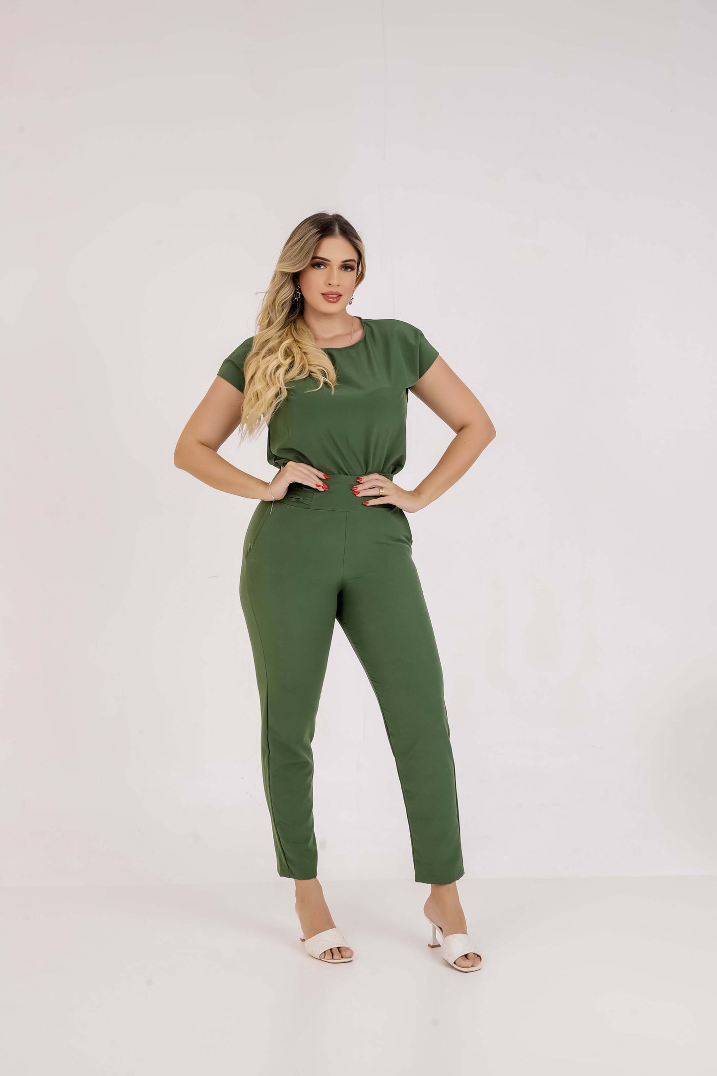 Conjunto Calça Com Blusa Social Feminino Plus Size